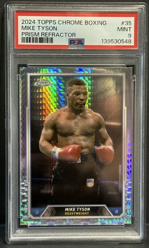 2024 Topps Chrome Boxing Legend Mike Tyson Prism Refractor PSA Mint 9 view 2