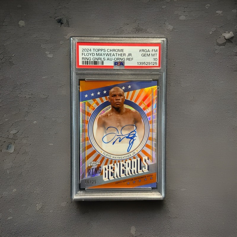 2024 Topps Chrome Boxing Floyd Mayweather Jr. On Card Auto Orange /25 PSA 10