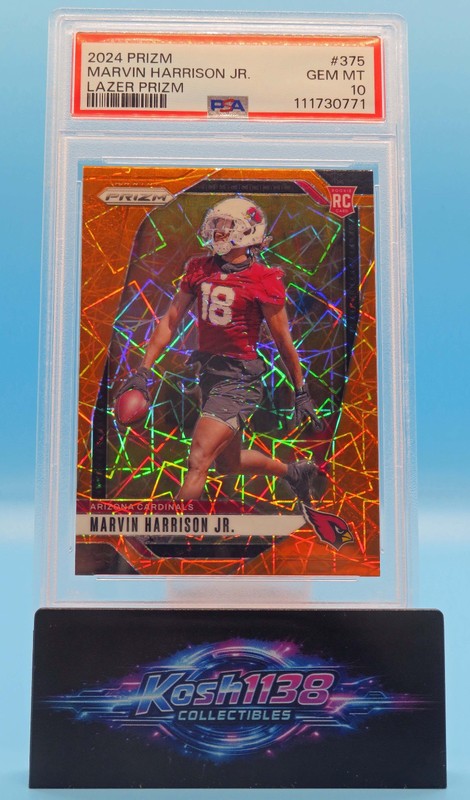 2024 Panini Prizm Marvin Harrison Jr Rookie Laser Prizm #375 PSA 10 Gem Mint!
