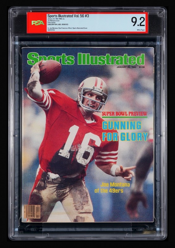 1982 Sports Illustrated Joe Montana 1st First SI Cover sub. - PSA 9.2 (highest)