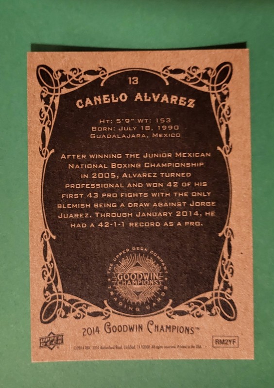 2014 Upper Deck Goodwin Champions Canelo Alvarez Rookie view 2