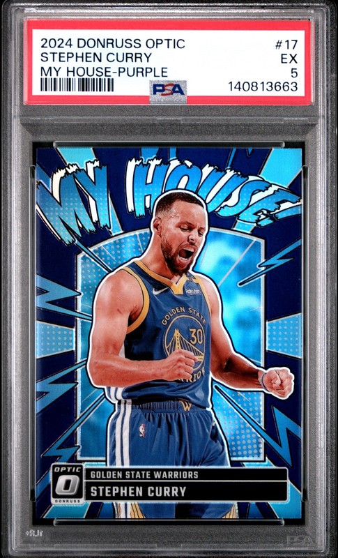 Stephen Curry 2024 Optic My House #17 Purple Prizm PSA 5 Warriors
