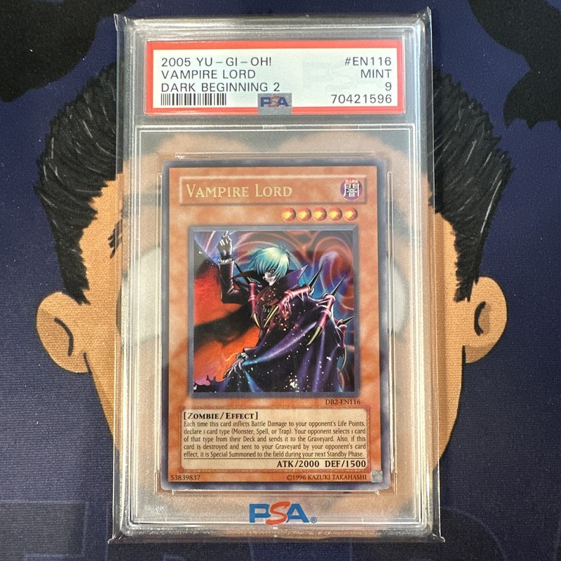 PSA 9 MINT 2005 YU-GI-Oh! Dark Beginning 2 VAMPIRE LORD EN116 view 2