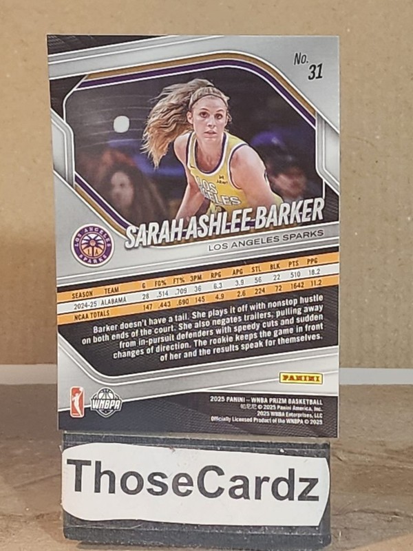 2025 Panini Prizm WNBA Prizm #31 Sarah Ashlee Barker view 2
