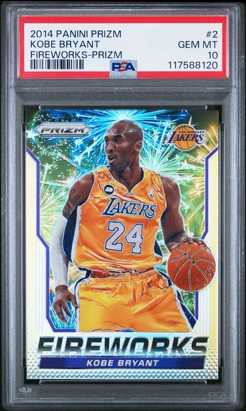 2014-15 PANINI PRIZM KOBE BRYANT FIREWORKS PRIZM REFRACTOR PSA 10 GEM MINT