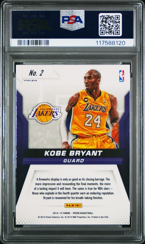 2014-15 PANINI PRIZM KOBE BRYANT FIREWORKS PRIZM REFRACTOR PSA 10 GEM MINT view 2