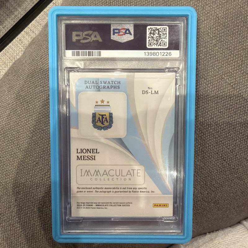 2024-25 Panini Immaculate Lionel Messi Dual Swatch Patch Auto /25 PSA 8.5 view 2