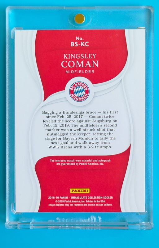2018-19 Immaculate Bayern Munich Kingsley Coman Match-worn Boot Patch Auto 1/1 view 2
