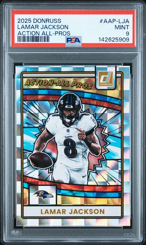Lamar Jackson 2025 Donruss Action All-Pros #AAP-LJA PSA 9 Ravens