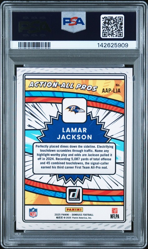 Lamar Jackson 2025 Donruss Action All-Pros #AAP-LJA PSA 9 Ravens view 2