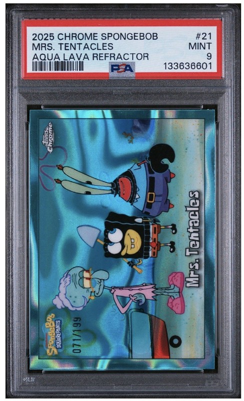 Topps Chrome SpongeBob Mrs. Tentacles Aqua Lava Refractor /199 PSA 9 Only Graded