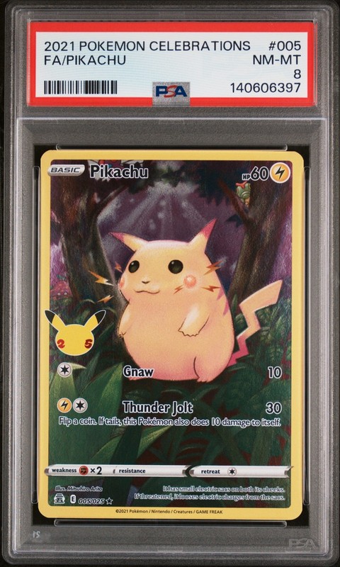PSA 8 NM-MT Pikachu Full Art FA Celebrations Pokemon Card 005/025