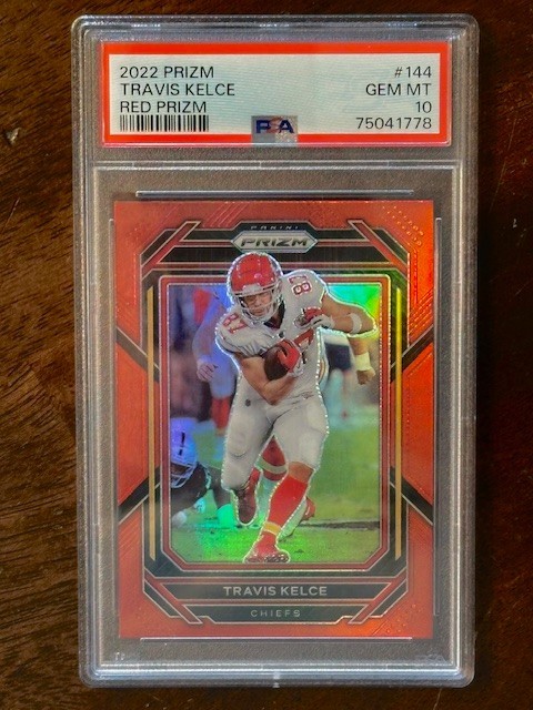 2022 Travis Kelce Prizm #144 RED PRIZM SSP PSA 10