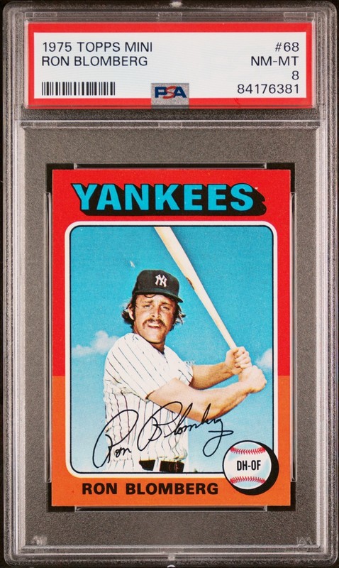 1975 Topps MINI Ron Blomberg PSA 8 NM-MT CENTERED #68 Original Yankees Vintage