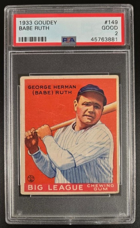 1933 Goudey Babe Ruth # 149 PSA 2 GOOD HOF AMAZING EYE APPEAL!!