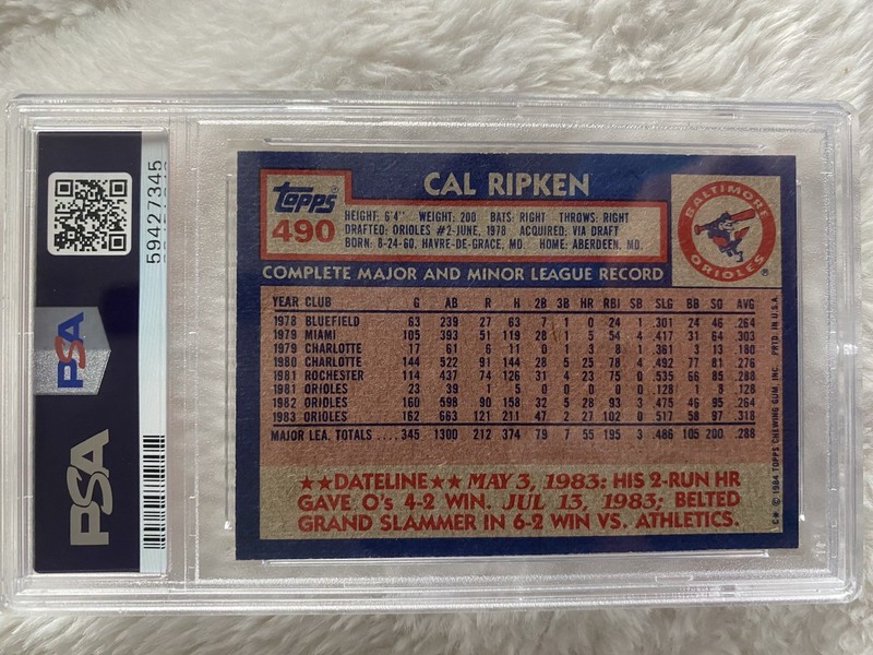 1984 topps 490 cal ripken jr view 2