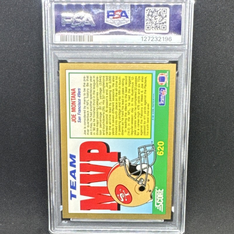 1991 Score Team MVP Joe Montana #620 PSA 9 San Francisco 49ers Football view 2