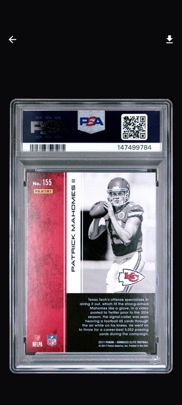 2017 Donruss Elite Green Patrick Mahomes RC #155 - PSA 9 - BRAND NEW GRADE! view 2