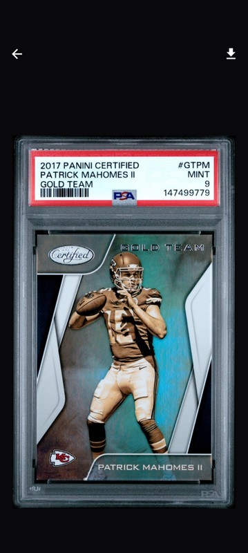 2017 Panini Certified - Gold Team Patrick Mahomes II #GT-PM (RC) - PSA 9