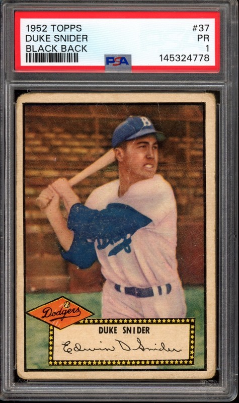 1952 Topps #37 Duke Snider (Black Back) PSA 1 Vintage HOF Baseball Card (4778)