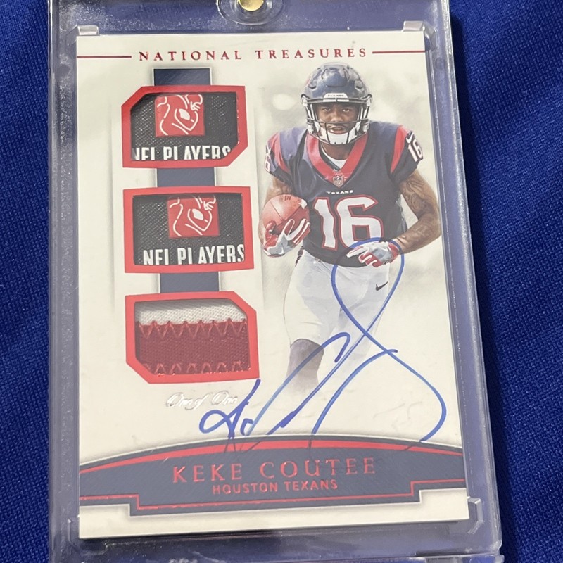 2018 Panini National Treasures - ONE OF ONE 1/1 Keke Coutee #RST-KC LAUNDRY TAG
