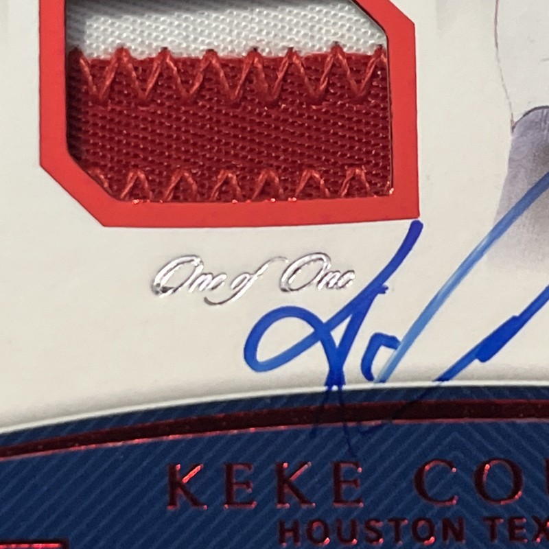 2018 Panini National Treasures - ONE OF ONE 1/1 Keke Coutee #RST-KC LAUNDRY TAG view 2