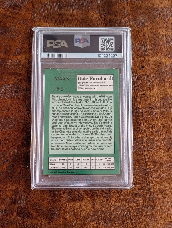 1989 Dale Earnhardt Maxx Crisco PSA 10 GEM MINT NASCAR Card #6  view 2