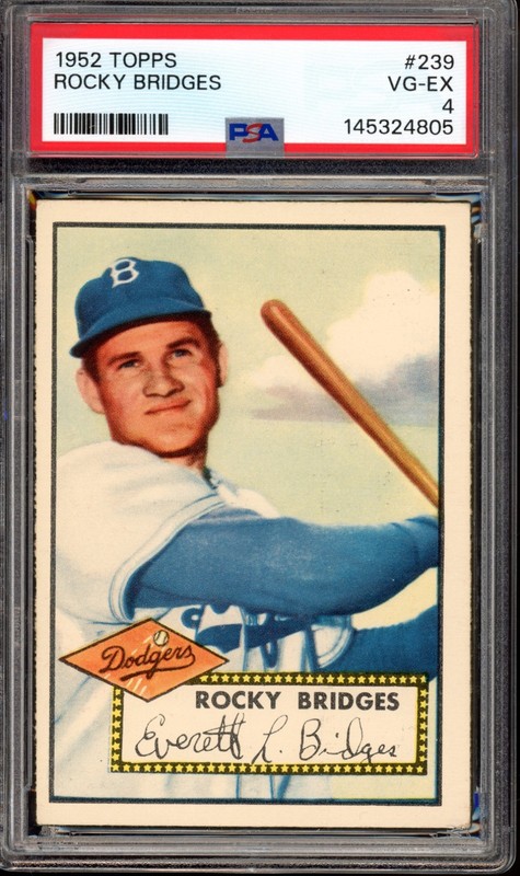 1952 Topps #239 Rocky Bridges PSA 4 Vintage Baseball Card (4805)