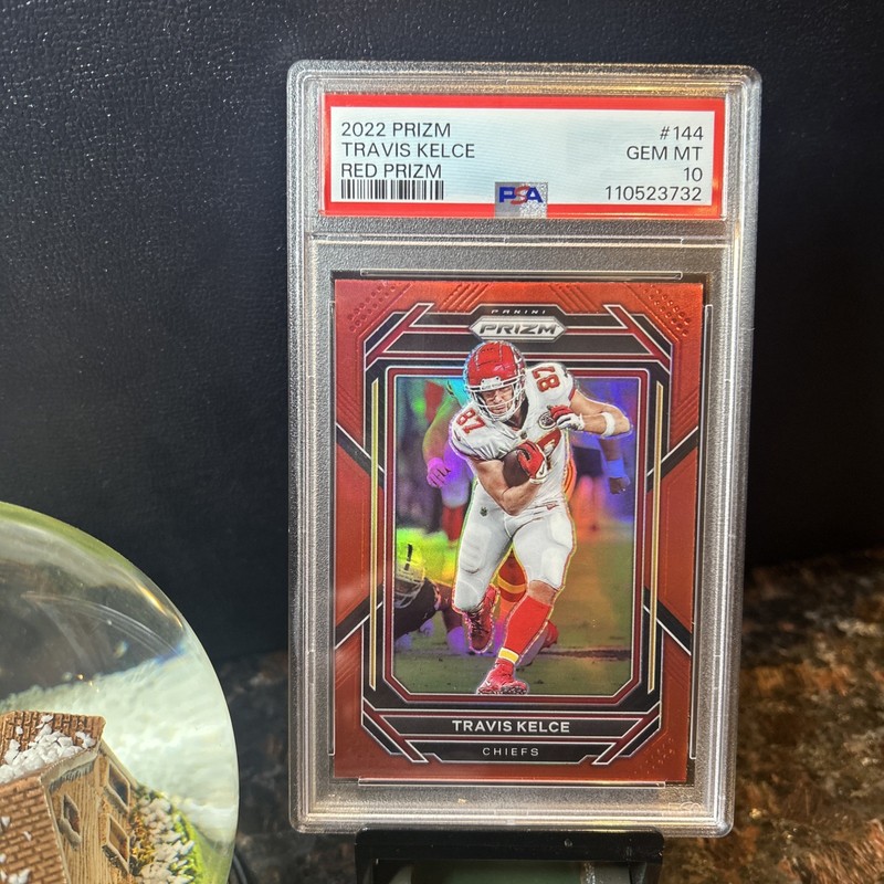 2022 Panini Prizm Travis Kelce #144 Retail True Red Prizm SSP - PSA 10