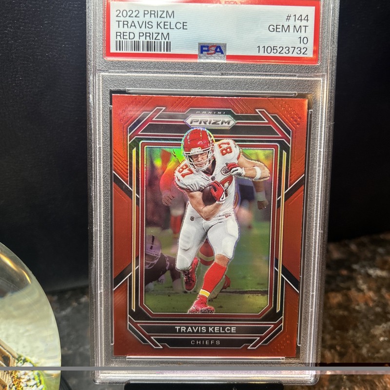 2022 Panini Prizm Travis Kelce #144 Retail True Red Prizm SSP - PSA 10 view 2