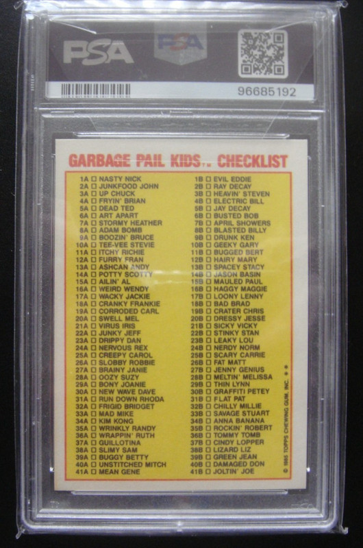 1985 GARBAGE PAIL KIDS OS1 BLASTED BILLY #8b - PSA 7 - GPK Topps Series 1 - Nice view 2