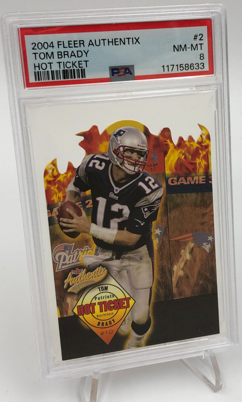 TOM BRADY Trading Card 2004 Fleer AUTHENTIX Insert HOT TICKET #2 graded PSA 8