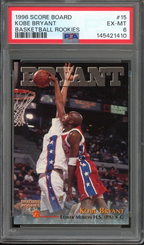 1996 Score Board #15 Kobe Bryant Rookie PSA 6 Vintage NBA Basketball RC Card