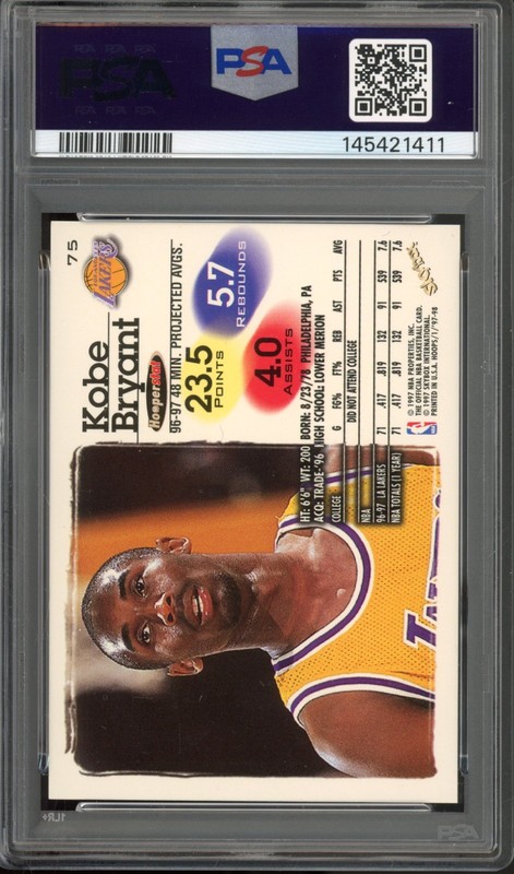 1997 Hoops #75 Kobe Bryant PSA 5 Vintage NBA HOF Basketball Card (1411) view 2