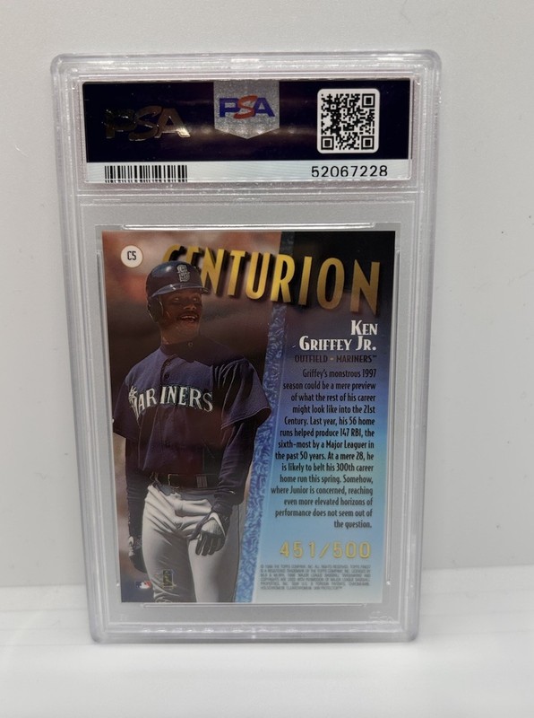 1998 FINEST CENTURION KEN GRIFFEY JR. /500  PSA 9 W/COATING SP RARE HOF view 2