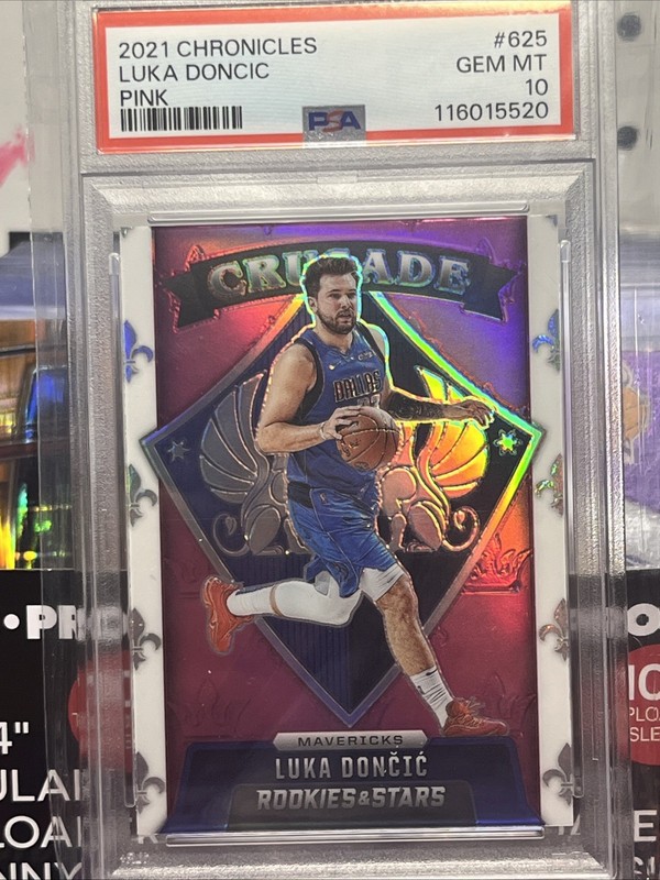 2021-22 CHRONICLES LUKA DONCIC PINK PSA 10 ROOKIES STARS CRUSADE POP  1