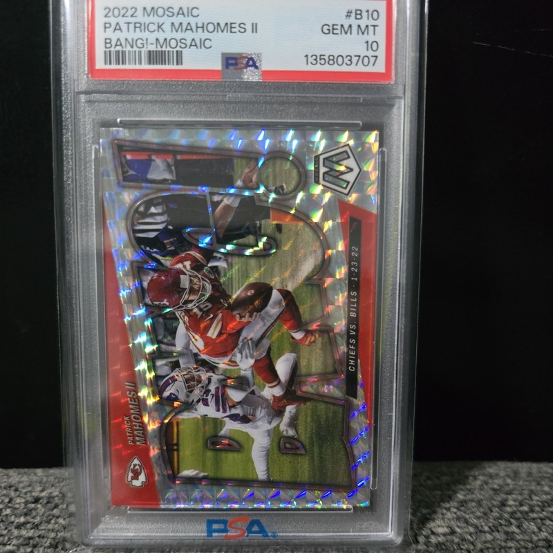 2022 MOSAIC PATRICK MAHOMES II BANG! SILVER MOSAIC PRIZM SP CHIEFS #B10 - PSA 10