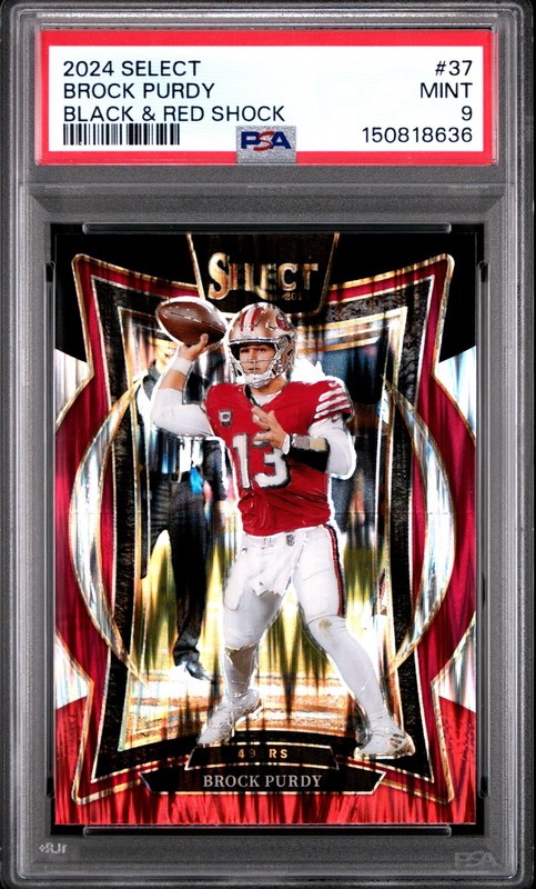 Brock Purdy 2024 Panini Select #37 Black & Red Shock PSA 9 49ers