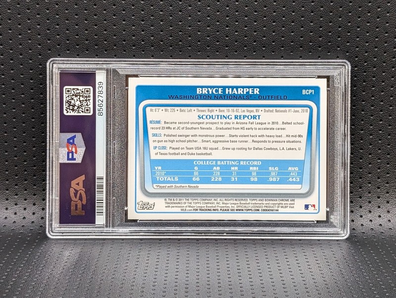 2011 Bowman Chrome Prospects Bryce Harper RC PSA 10 GEM MINT ***FREE SHIPPING*** view 2