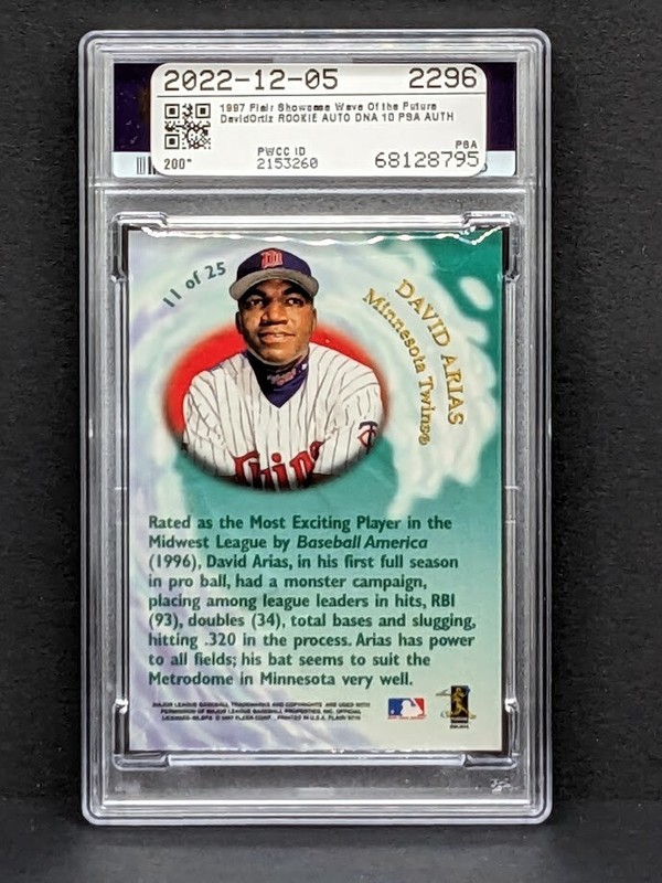 1997 Flair David Ortiz RC Wave of the Future PSA 10 Authentic Auto True Rookie view 2