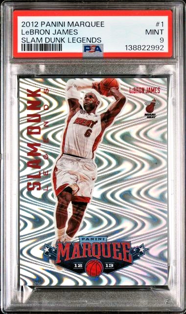 LeBron James 2012-13 Panini Marquee #1 Swirl Slam Dunk Legends SSP PSA 9