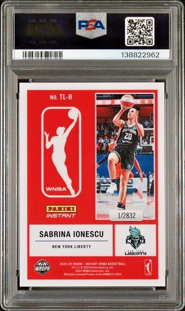 PSA 10 Sabrina Ionescu 2024 Panini Instant WNBA The Logo #TL8 New York Liberty view 2
