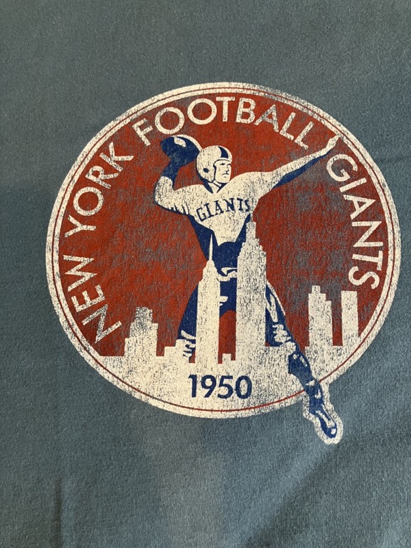Retro Reebok T- Shirt - New York Giants Football 1950 Quarterback Logo - Mens XL