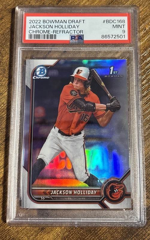 Topps 2022 Bowman Draft Chrome Refractor Rookie Jackson Holliday #BDC-168 PSA 9