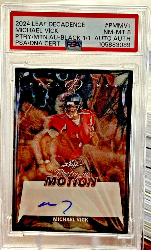 2024 Leaf Decadence Michael Vick AUTO 1/1 Black PSA 8 Falcons SSP One of One