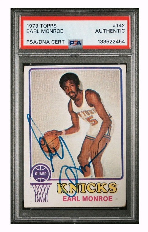 Earl Monroe Hand Signed 1974 Topps Card PSA Vintage Signature !   