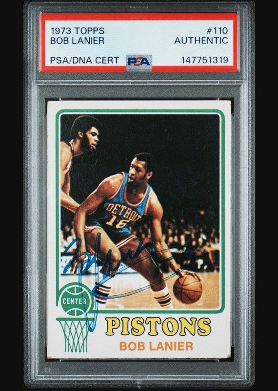 Bob Lanier Signed 1973  Topps Card.                     Vintage Signature.   PSA