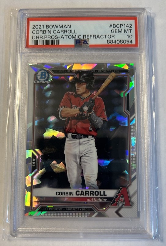 2021 Bowman Chrome Prospects Atomic Refractor RC - Corbin Carroll PSA 10 Gem Mt