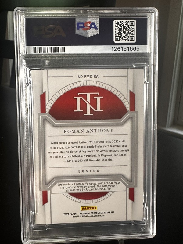 2024 Panini National Treasures Roman Anthony 3 Color Patch/Auto  46/99   “E”  view 2