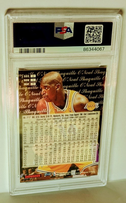 1997 Flair Showcase Shaquille O'Neal #7 ROW 1 PSA 9 Mint HOF Lakers READ view 2